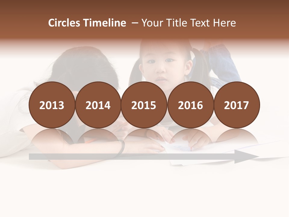 Two Little Girls Writing On A Piece Of Paper PowerPoint Template