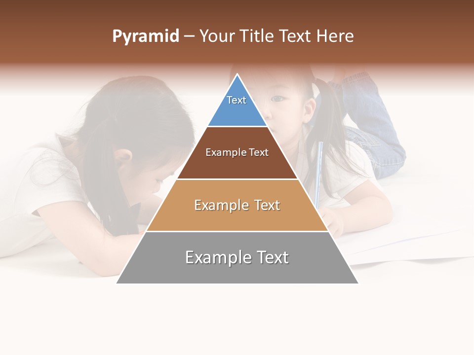 Two Little Girls Writing On A Piece Of Paper PowerPoint Template