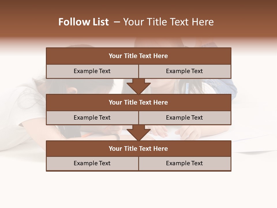 Two Little Girls Writing On A Piece Of Paper PowerPoint Template