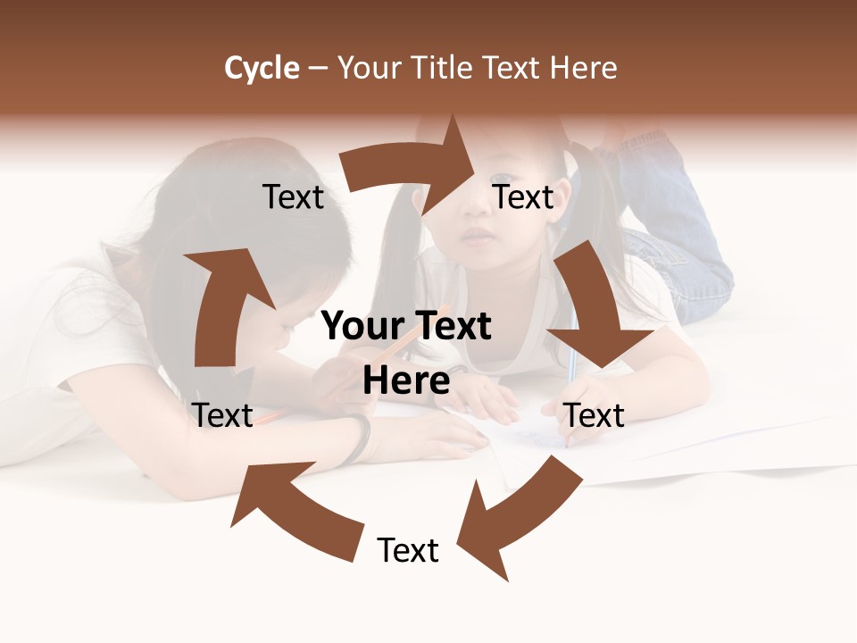 Two Little Girls Writing On A Piece Of Paper PowerPoint Template