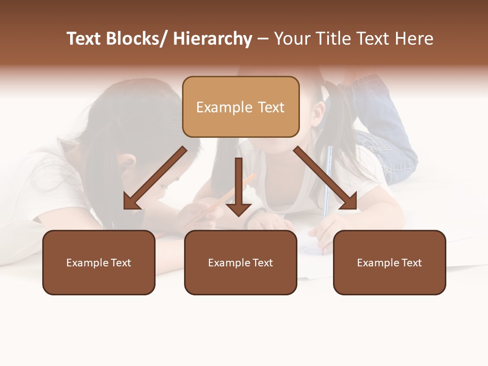 Two Little Girls Writing On A Piece Of Paper PowerPoint Template