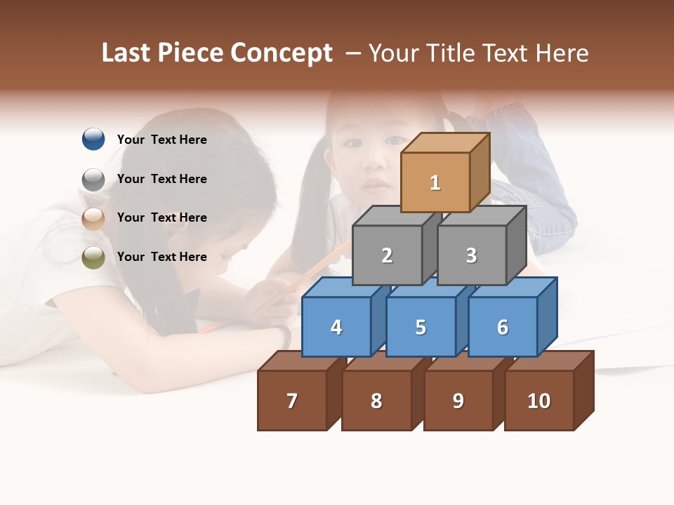 Two Little Girls Writing On A Piece Of Paper PowerPoint Template