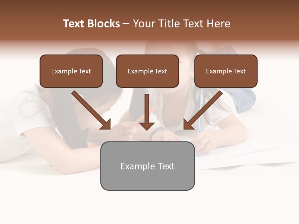 Two Little Girls Writing On A Piece Of Paper PowerPoint Template