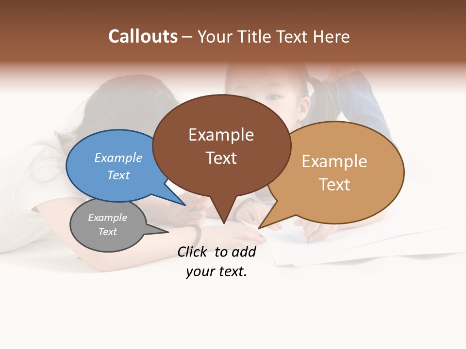 Two Little Girls Writing On A Piece Of Paper PowerPoint Template