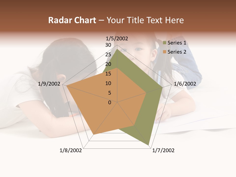 Two Little Girls Writing On A Piece Of Paper PowerPoint Template