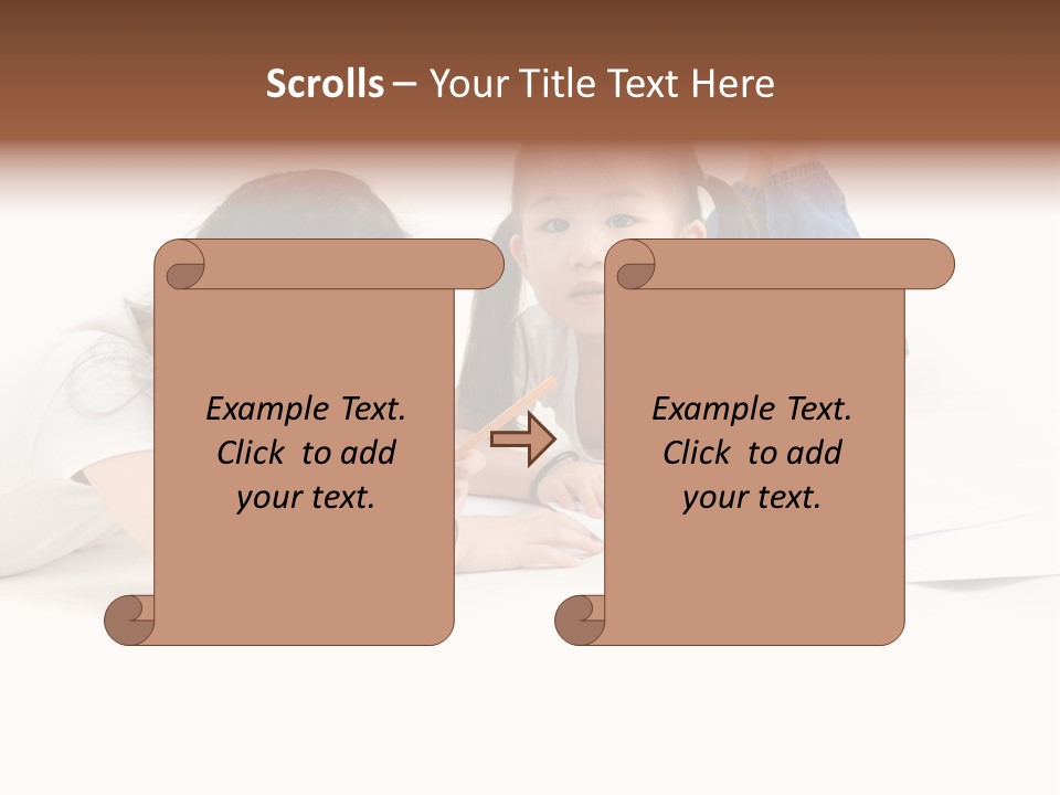 Two Little Girls Writing On A Piece Of Paper PowerPoint Template