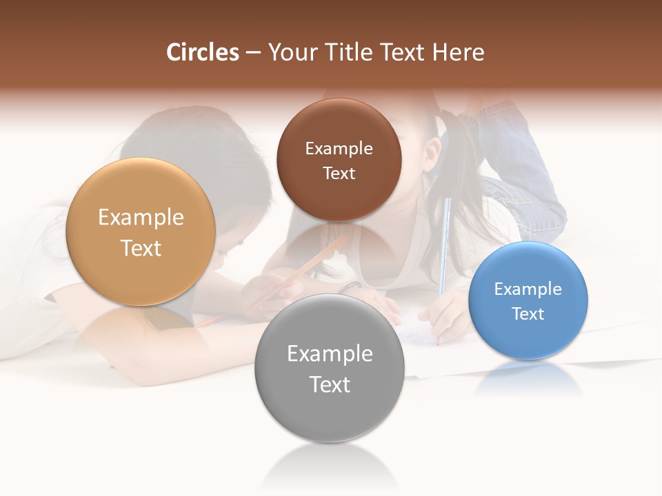 Two Little Girls Writing On A Piece Of Paper PowerPoint Template