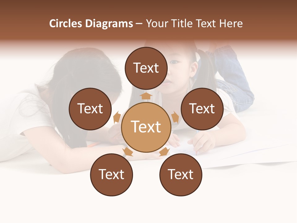 Two Little Girls Writing On A Piece Of Paper PowerPoint Template