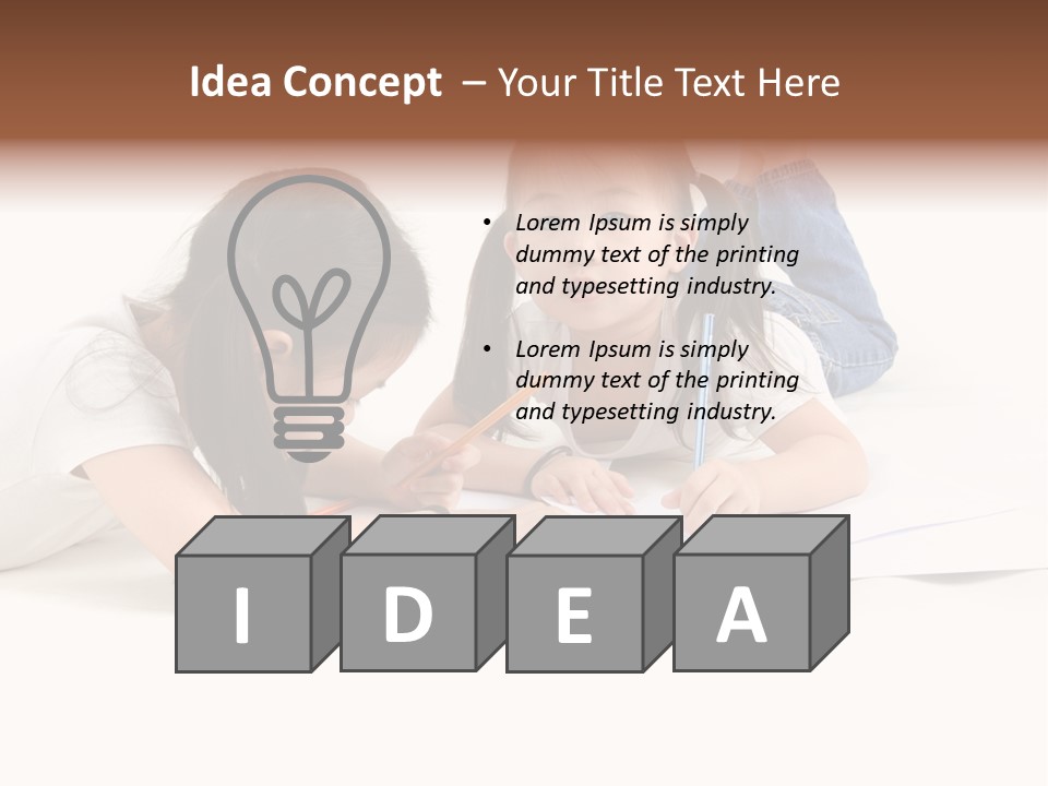 Two Little Girls Writing On A Piece Of Paper PowerPoint Template