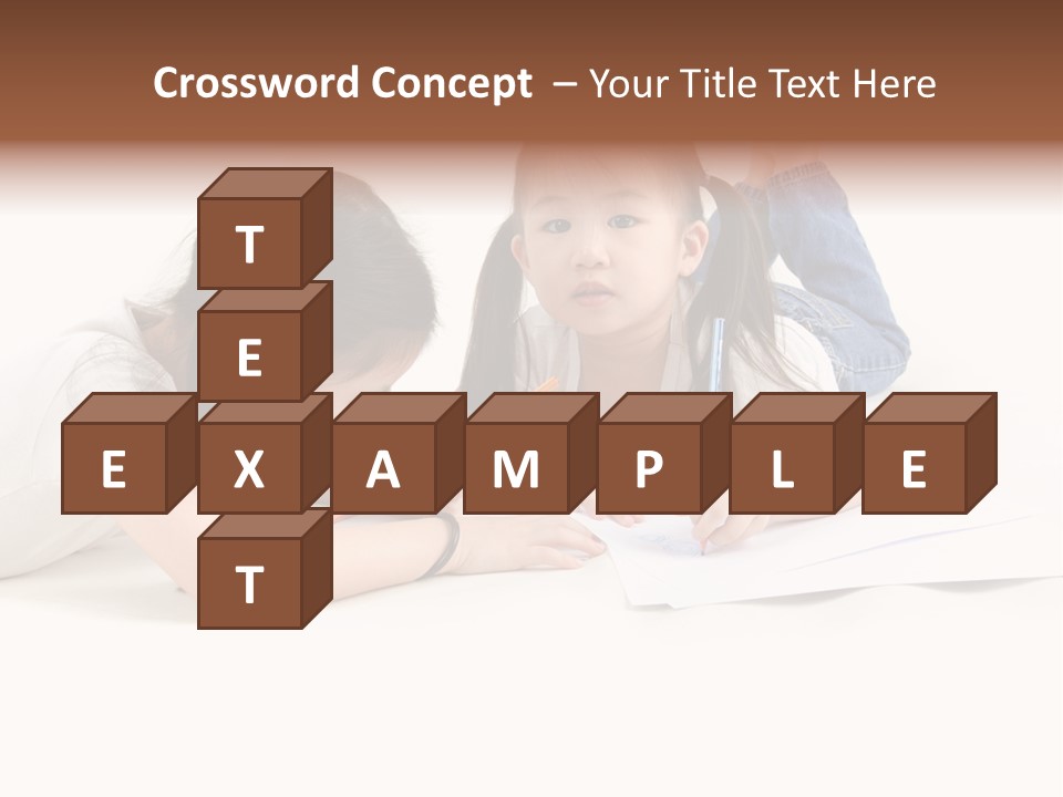 Two Little Girls Writing On A Piece Of Paper PowerPoint Template