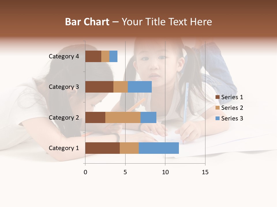 Two Little Girls Writing On A Piece Of Paper PowerPoint Template