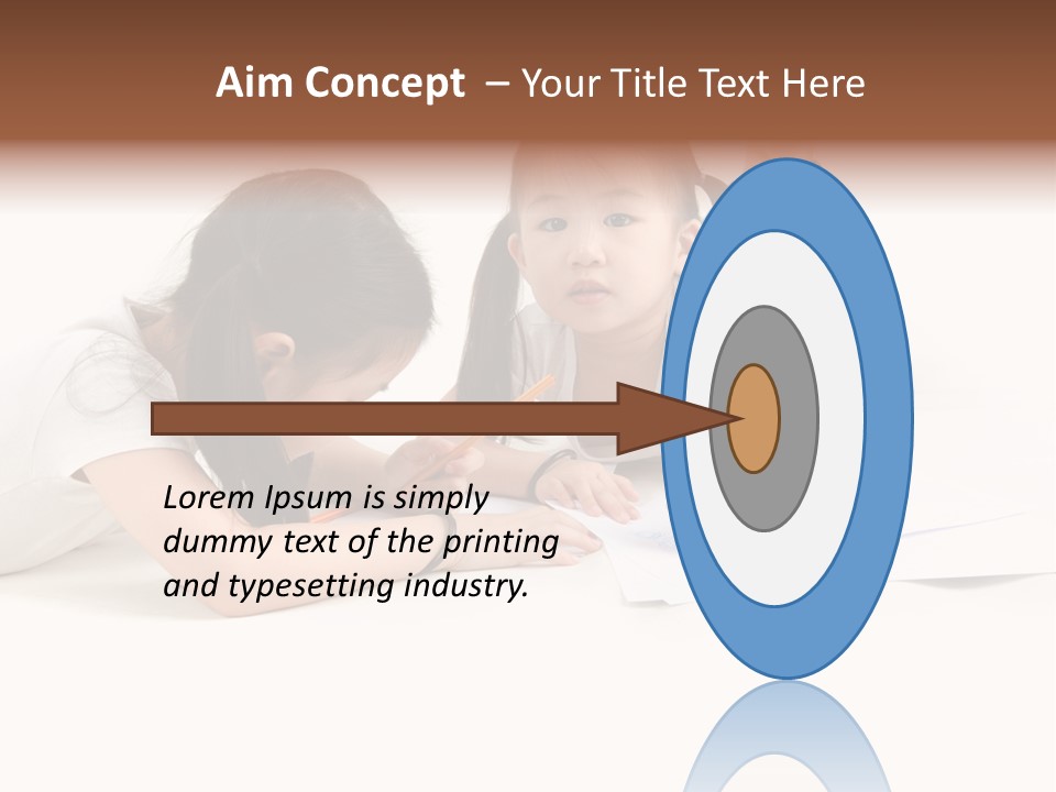 Two Little Girls Writing On A Piece Of Paper PowerPoint Template