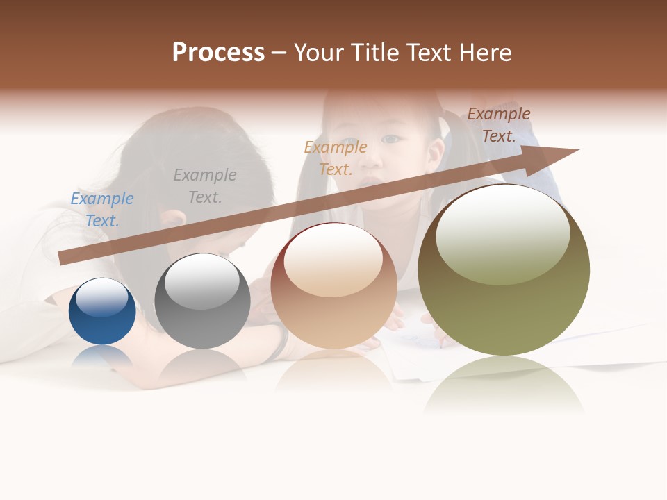 Two Little Girls Writing On A Piece Of Paper PowerPoint Template