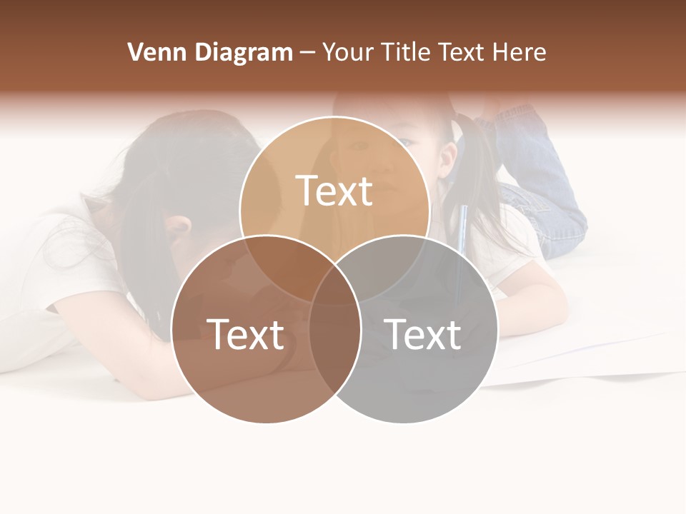 Two Little Girls Writing On A Piece Of Paper PowerPoint Template