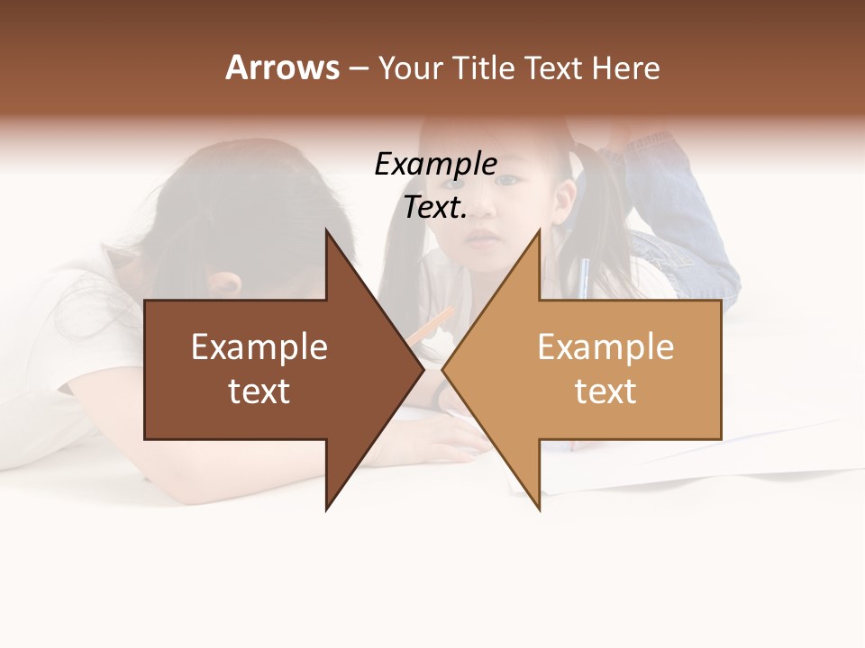 Two Little Girls Writing On A Piece Of Paper PowerPoint Template