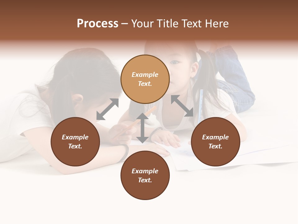 Two Little Girls Writing On A Piece Of Paper PowerPoint Template