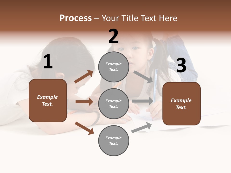 Two Little Girls Writing On A Piece Of Paper PowerPoint Template