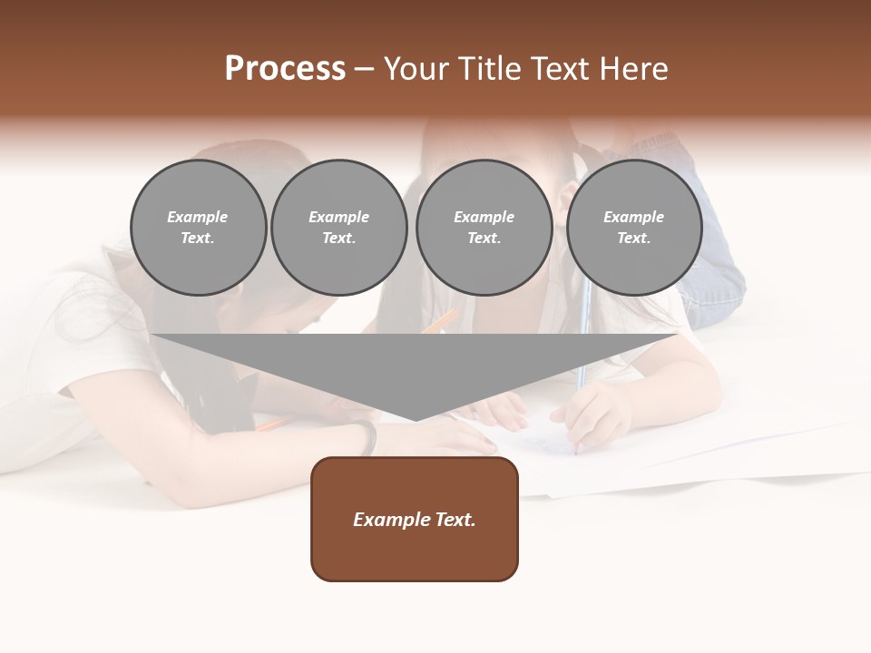 Two Little Girls Writing On A Piece Of Paper PowerPoint Template