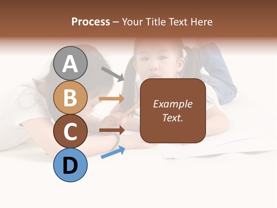 Two Little Girls Writing On A Piece Of Paper PowerPoint Template