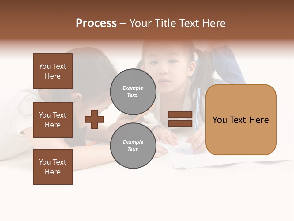 Two Little Girls Writing On A Piece Of Paper PowerPoint Template