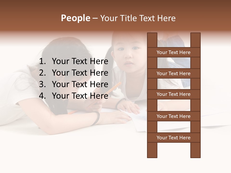 Two Little Girls Writing On A Piece Of Paper PowerPoint Template