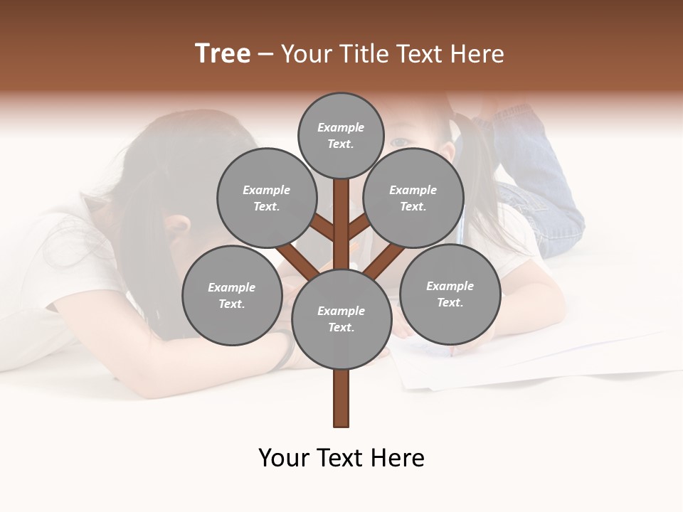 Two Little Girls Writing On A Piece Of Paper PowerPoint Template