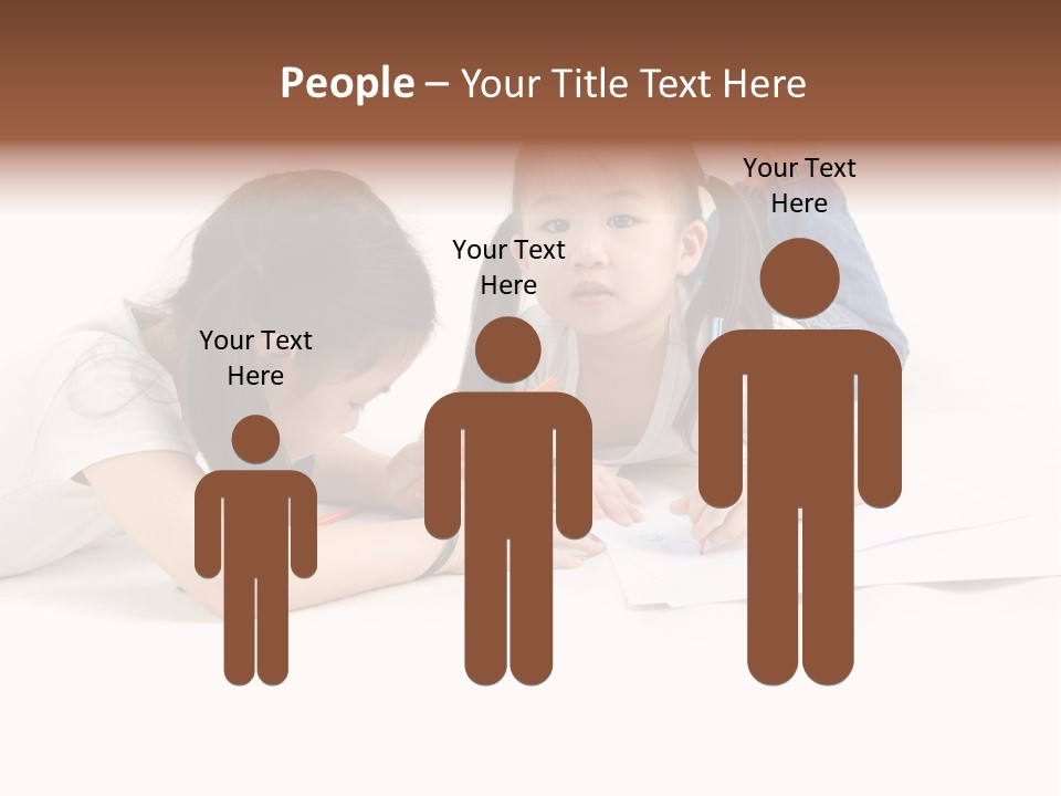 Two Little Girls Writing On A Piece Of Paper PowerPoint Template