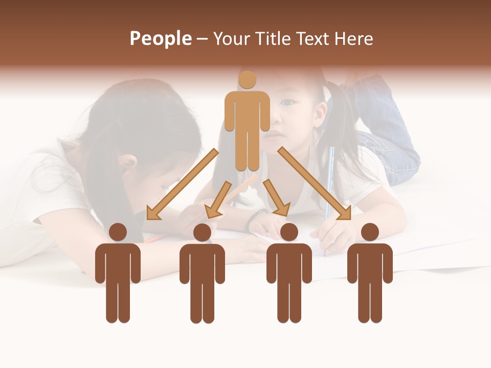 Two Little Girls Writing On A Piece Of Paper PowerPoint Template