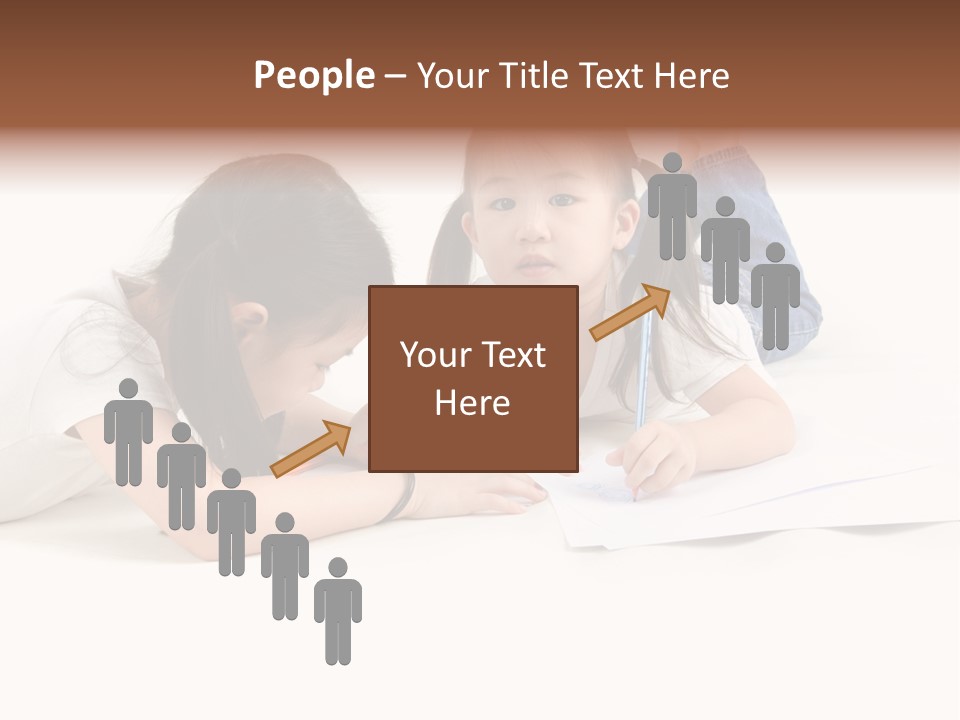 Two Little Girls Writing On A Piece Of Paper PowerPoint Template