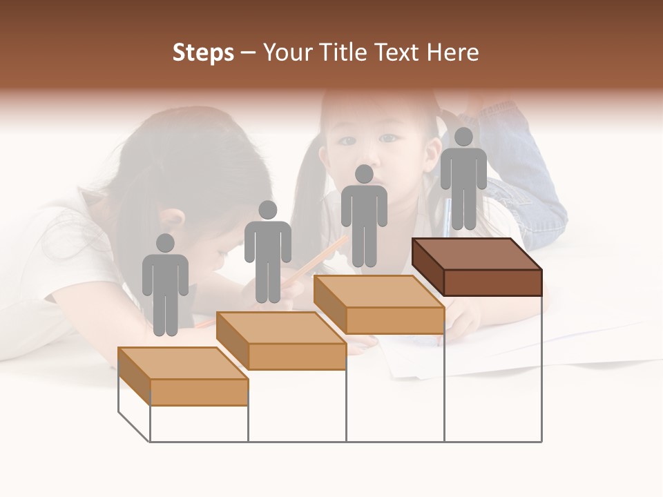 Two Little Girls Writing On A Piece Of Paper PowerPoint Template