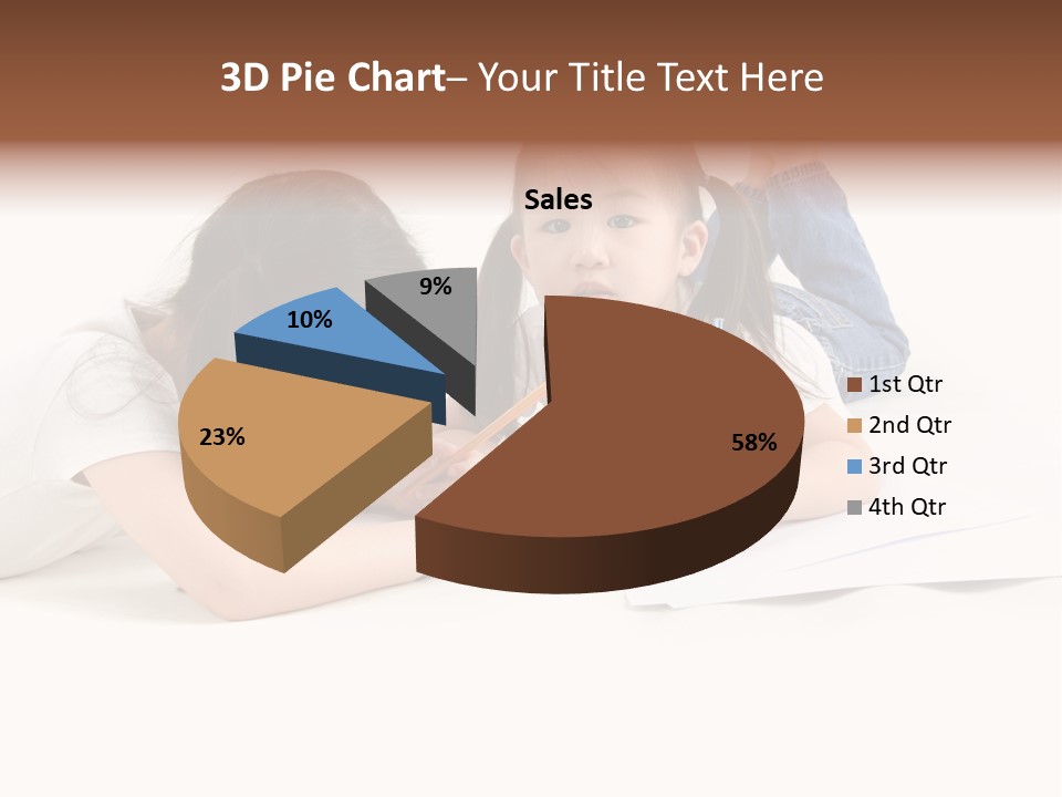 Two Little Girls Writing On A Piece Of Paper PowerPoint Template