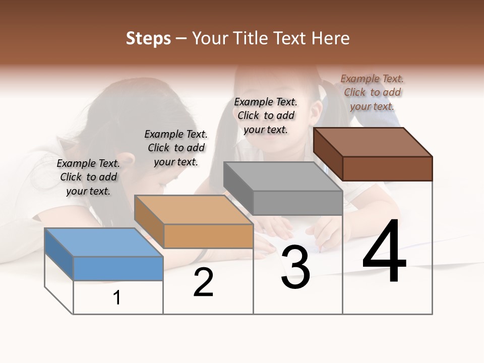 Two Little Girls Writing On A Piece Of Paper PowerPoint Template