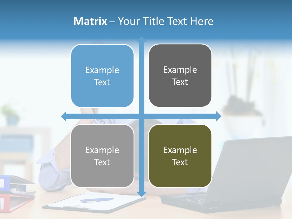 A Man Sitting At A Desk With A Laptop And Telephone PowerPoint Template