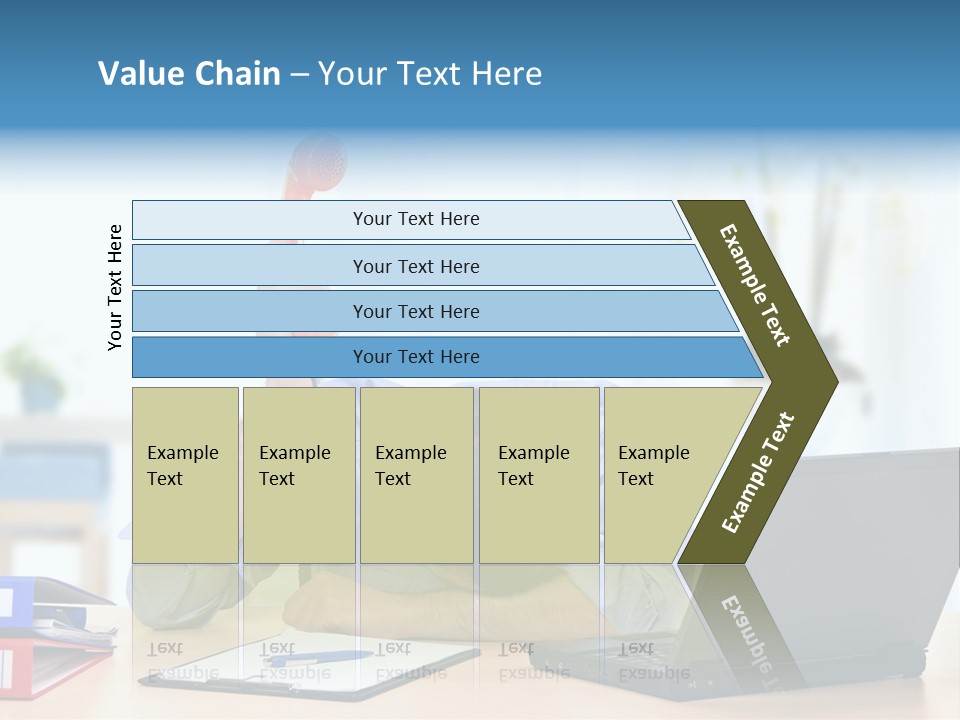 A Man Sitting At A Desk With A Laptop And Telephone PowerPoint Template