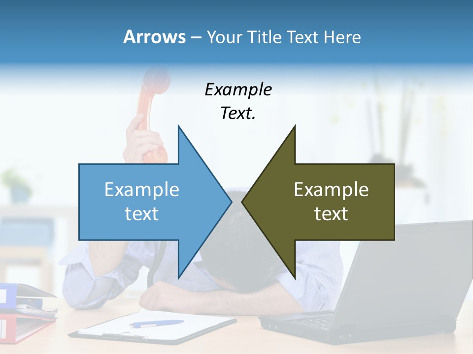 A Man Sitting At A Desk With A Laptop And Telephone PowerPoint Template