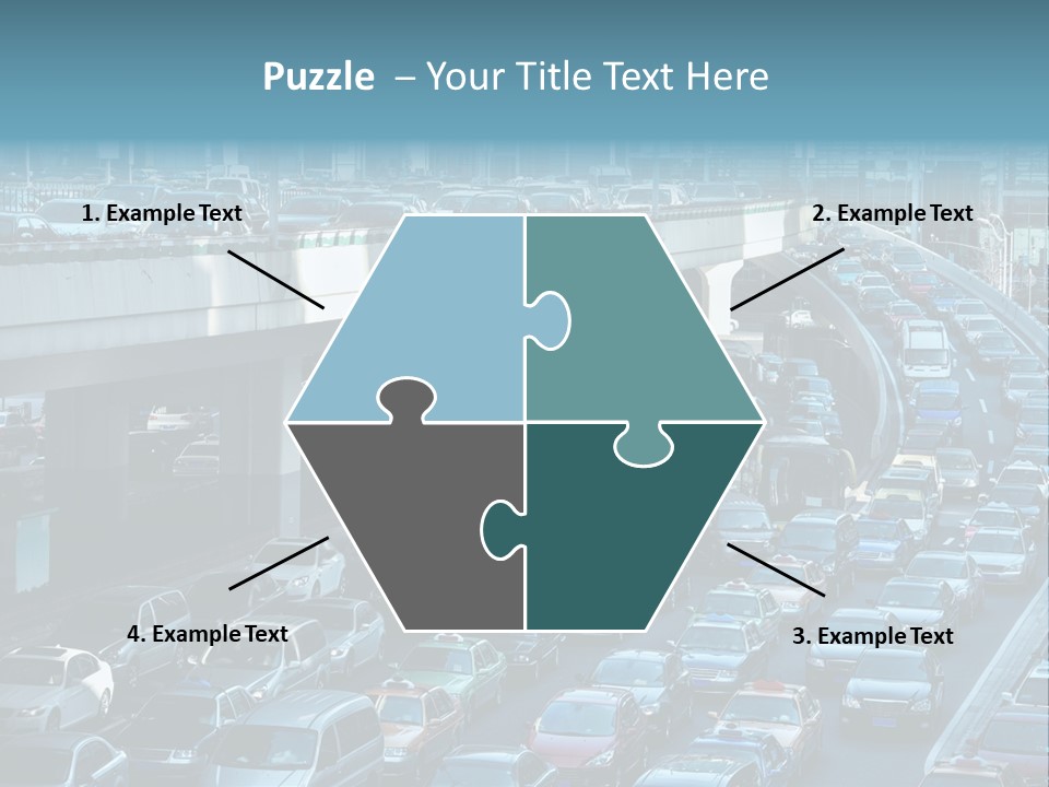 A Highway Filled With Lots Of Traffic Next To Tall Buildings PowerPoint Template