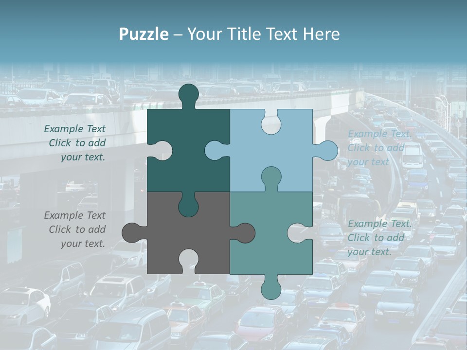 A Highway Filled With Lots Of Traffic Next To Tall Buildings PowerPoint Template