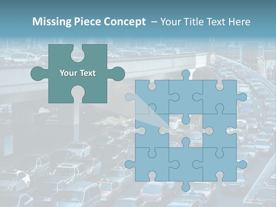 A Highway Filled With Lots Of Traffic Next To Tall Buildings PowerPoint Template