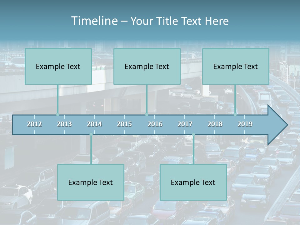 A Highway Filled With Lots Of Traffic Next To Tall Buildings PowerPoint Template
