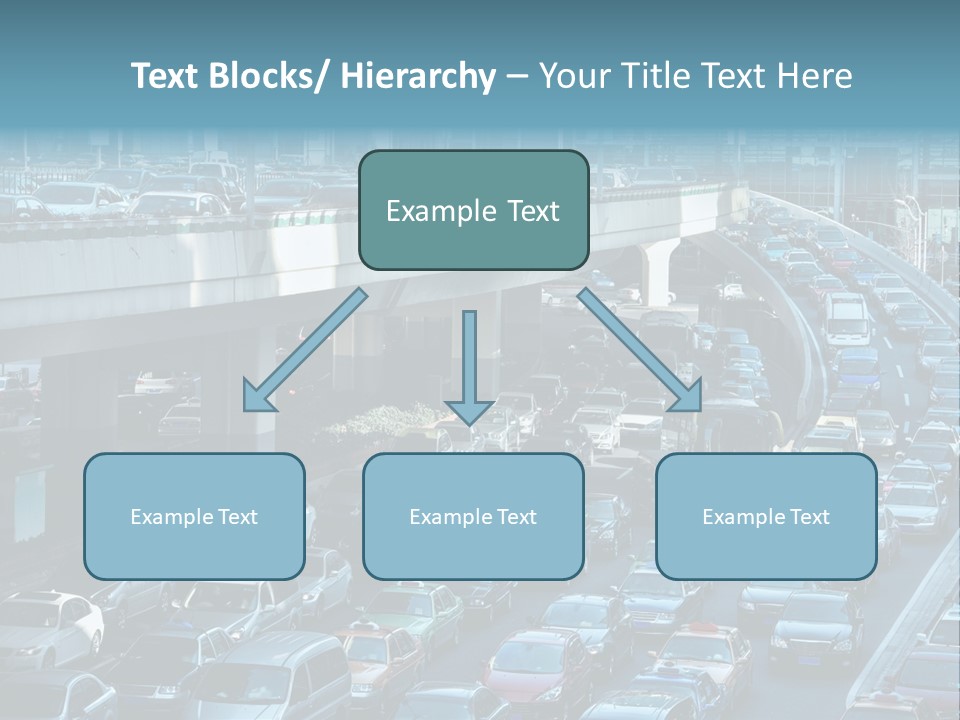 A Highway Filled With Lots Of Traffic Next To Tall Buildings PowerPoint Template