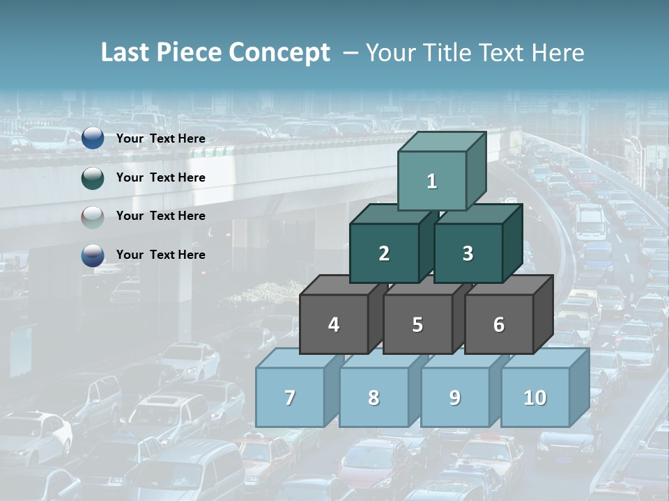 A Highway Filled With Lots Of Traffic Next To Tall Buildings PowerPoint Template