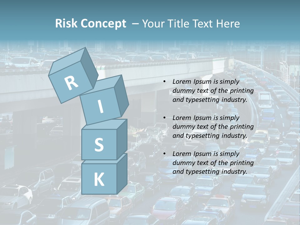 A Highway Filled With Lots Of Traffic Next To Tall Buildings PowerPoint Template