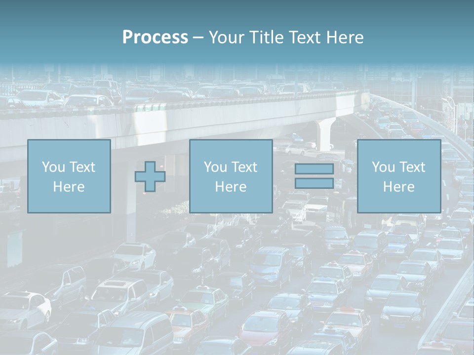 A Highway Filled With Lots Of Traffic Next To Tall Buildings PowerPoint Template