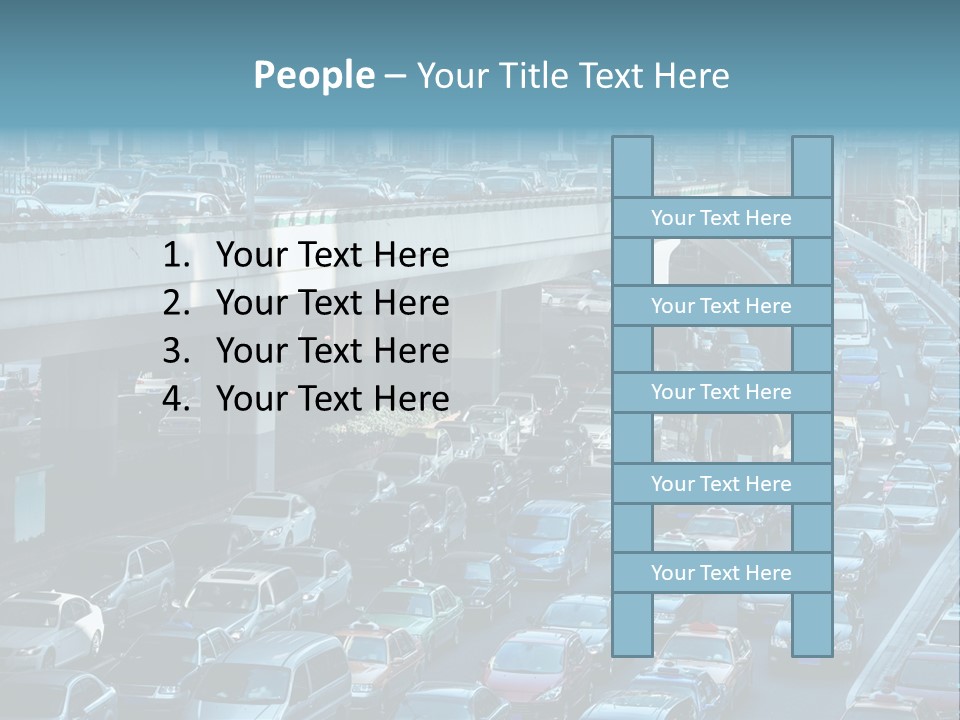 A Highway Filled With Lots Of Traffic Next To Tall Buildings PowerPoint Template