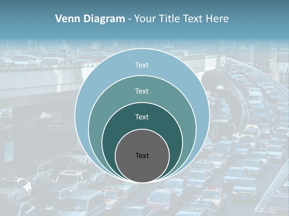 A Highway Filled With Lots Of Traffic Next To Tall Buildings PowerPoint Template