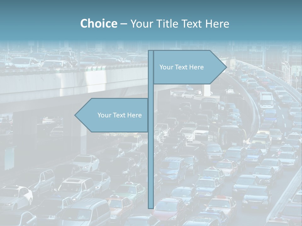 A Highway Filled With Lots Of Traffic Next To Tall Buildings PowerPoint Template