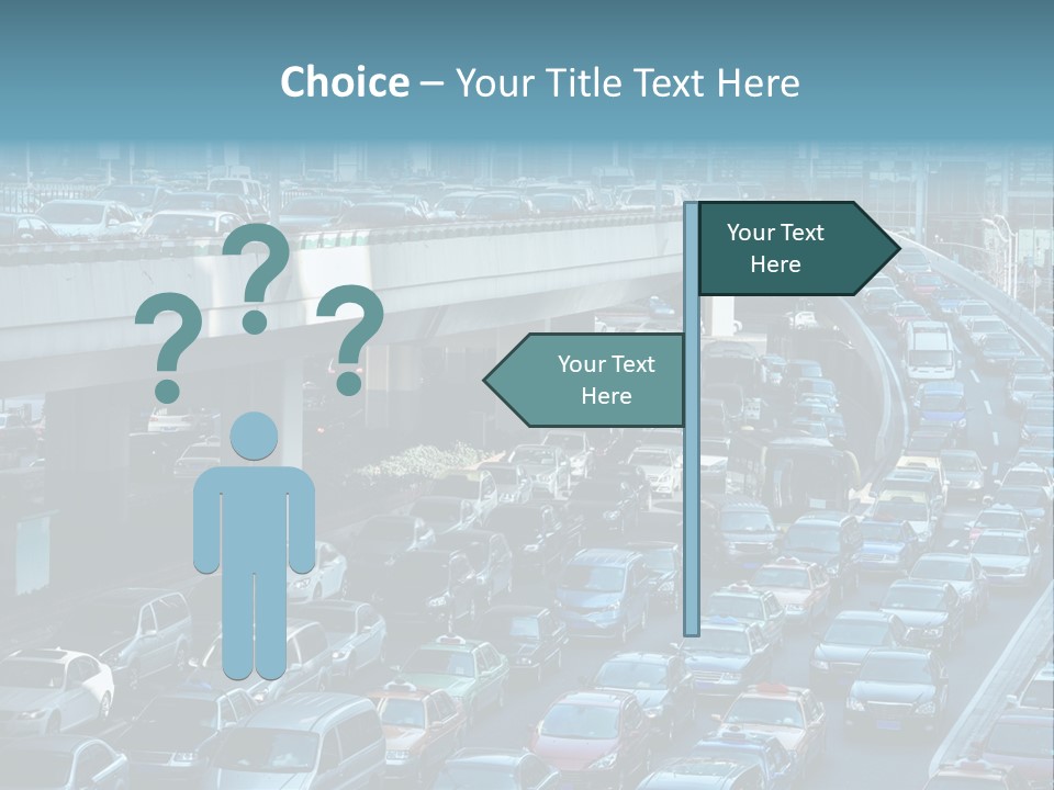 A Highway Filled With Lots Of Traffic Next To Tall Buildings PowerPoint Template