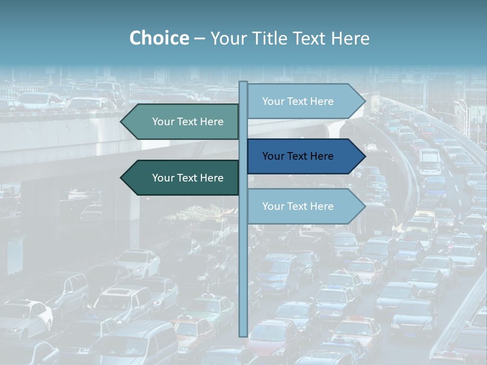 A Highway Filled With Lots Of Traffic Next To Tall Buildings PowerPoint Template
