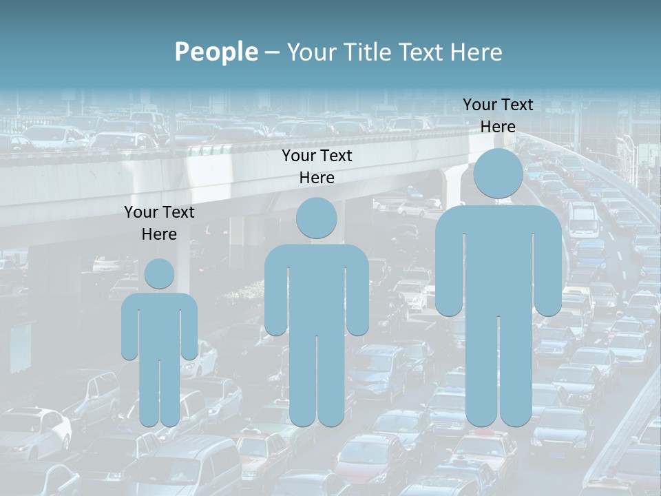 A Highway Filled With Lots Of Traffic Next To Tall Buildings PowerPoint Template