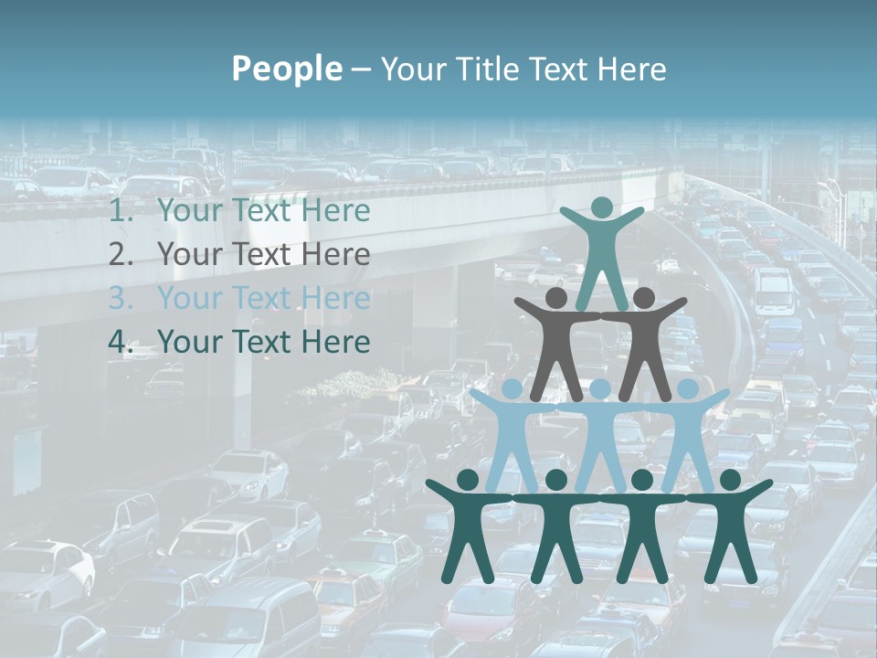 A Highway Filled With Lots Of Traffic Next To Tall Buildings PowerPoint Template